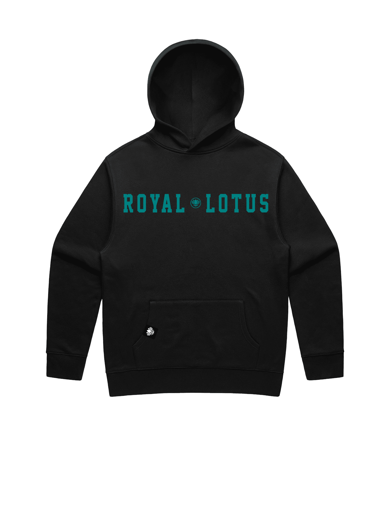 RL UNIVERSITY HOODIE (Teal on Black) - Front